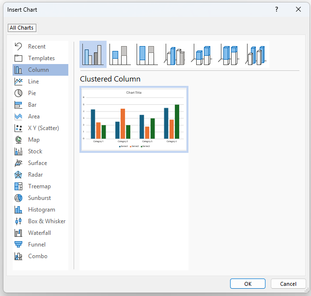 Chart menu in Word