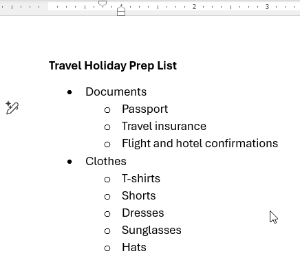 List indent marker adjust example