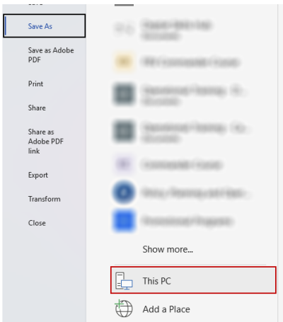 Save As button in Word