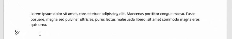Select a row of text via margin in Word